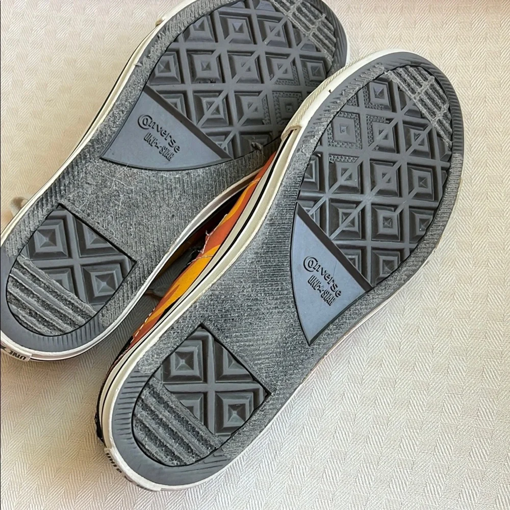 Converse Black Sneakers with Orange and Yellow Flames - Picture 2 of 4